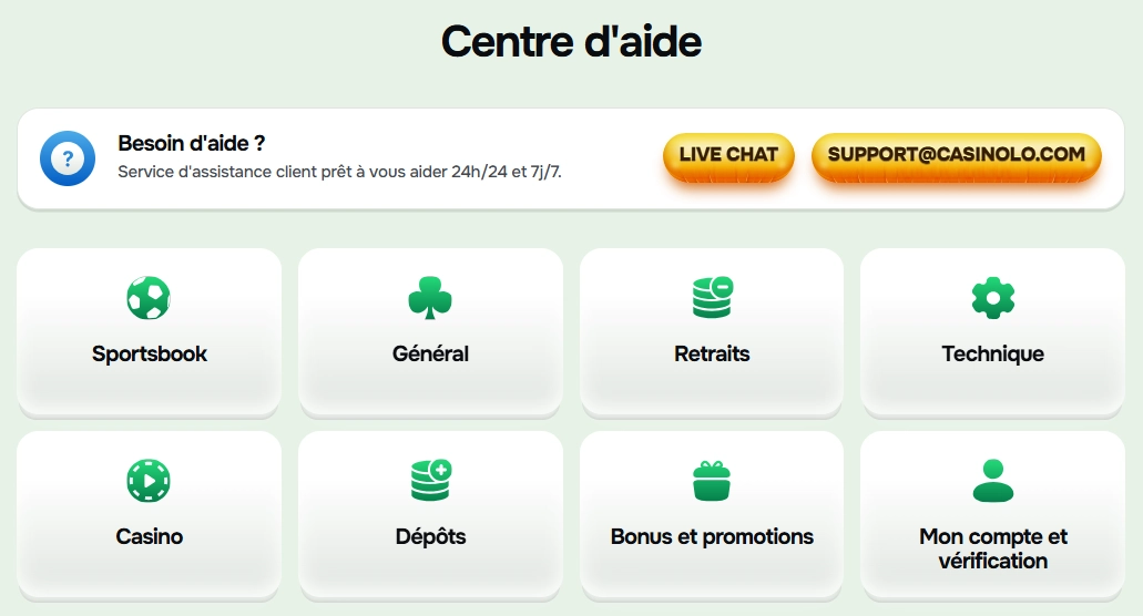 assistance contact du casino Casinolo