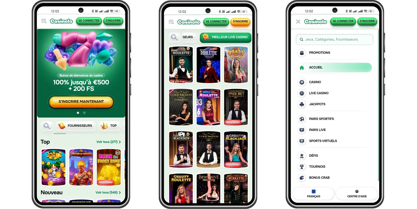 version mobile du casino Casinolo