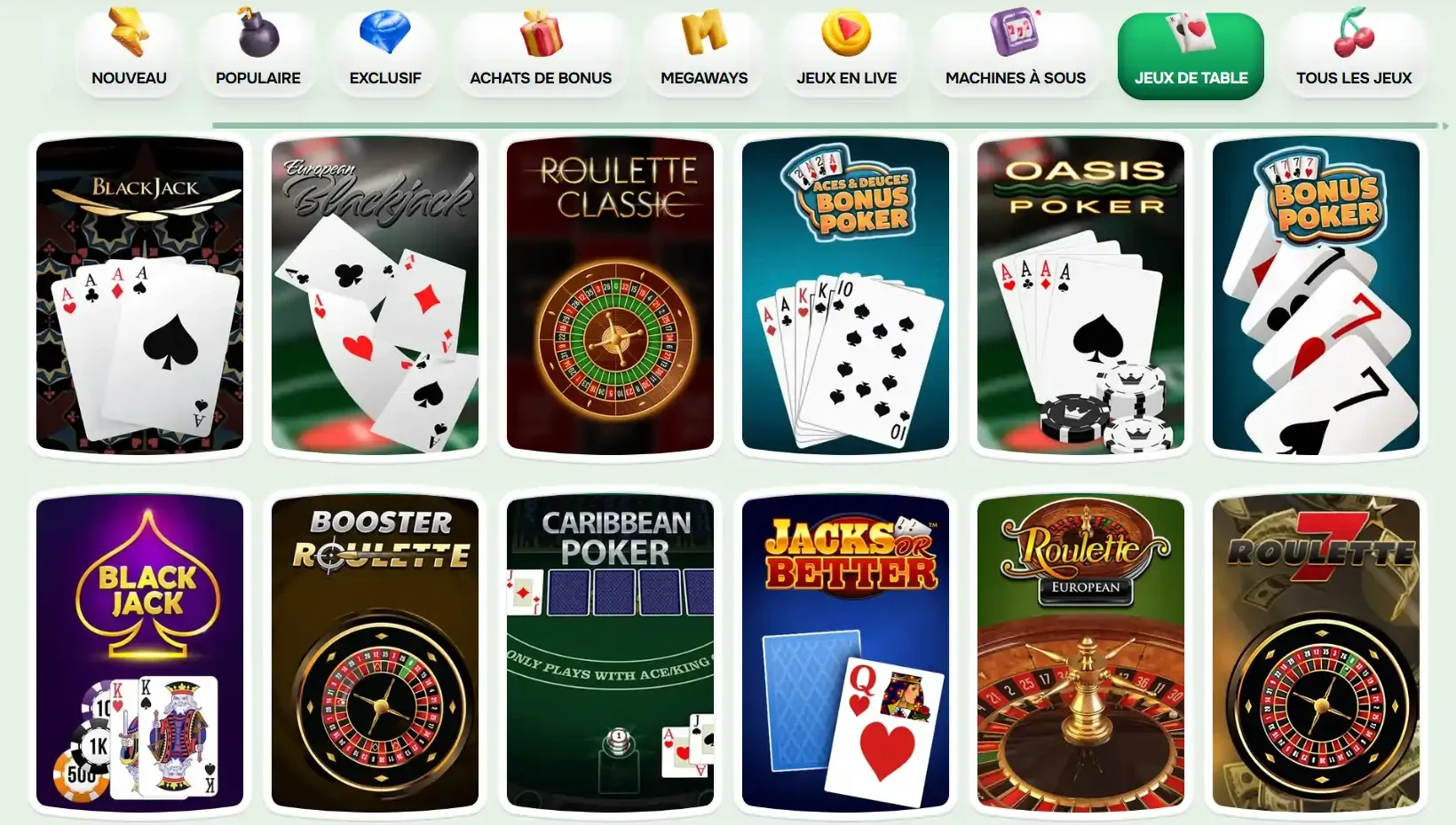 jeux de table en direct sur Casinolo